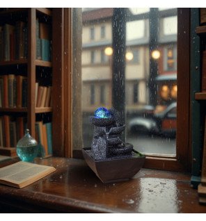  fontaine décorative en résine effet pierre avec eau en mouvement pour ambiance zen