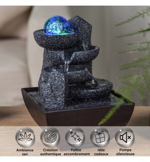  ambiance tamisée avec la fontaine d'intérieur lopo diffusant une lumière douce