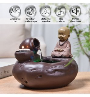  fontaine d'intérieur bouddha medina utilisée comme décoration sur un bureau de travail