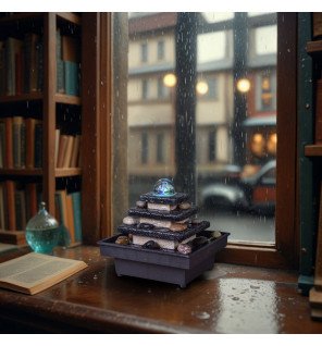  détail du socle de la fontaine mettant en valeur la finition mate et élégante