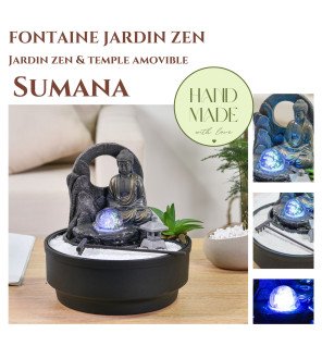  fontaine décorative en résine effet pierre avec galets et lumière douce