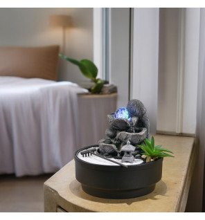  vue rapprochée sur le détail de la fontaine bogota avec éclairage led multicolore