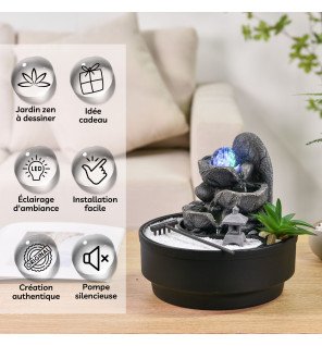  lumière douce émise par la fontaine jardin zen idéale pour méditation ou yoga