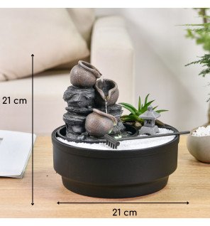  détail sur le bouton d'allumage discret situé à la base de la fontaine