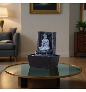  ambiance relaxante avec reflets de l'eau sur la statuette