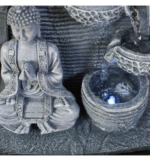  fontaine décorative avec statue de bouddha et lumière led pour une ambiance apaisante