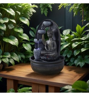  fontaine d'intérieur harmonie vue de côté montrant la cascade d'eau