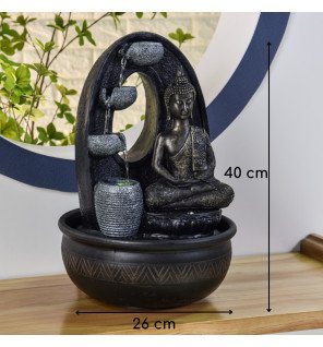  fontaine bouddha harmonie allumée dans une pièce tamisée pour un effet cocooning