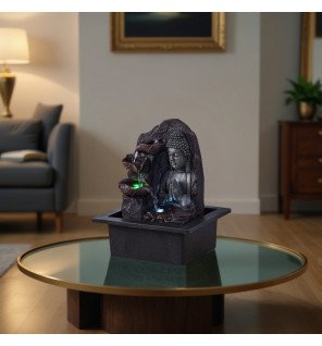  fontaine d'intérieur avec socle noir et statuette bouddha pour coin méditation
