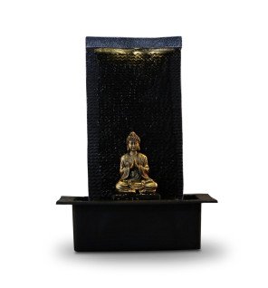  fontaine décorative bouddha zenitude installée sur un bureau pour favoriser la concentration et la détente