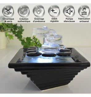  lumière subtile diffusée par la fontaine créant une atmosphère relaxante