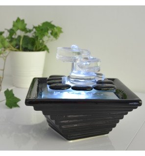  détail de l'écoulement de l'eau sur les courbes en verre