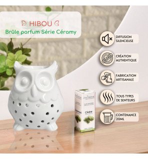  brûle-parfum céramique hibou placé dans une salle de bain pour une atmosphère relaxante