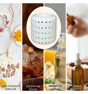  brûle-parfum coliseo blanc mis en scène dans une salle de bain pour une touche apaisante