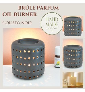  ambiance zen avec brûle-parfum noir et bougie allumée