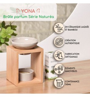  diffuseur d’huiles essentielles yona naturéa placé près d’une plante verte pour une atmosphère apaisante