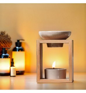  diffuseur décoratif en céramique blanche et bois