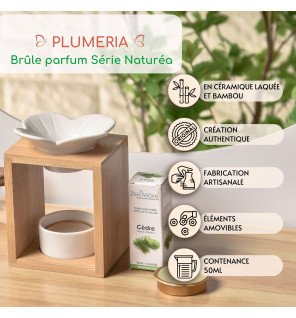  vue rapprochée sur la coupelle en céramique blanche prête à accueillir de la cire parfumée