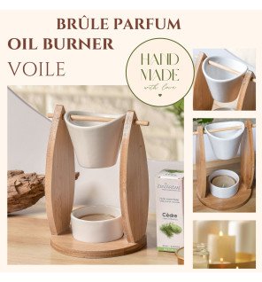  brûle-parfum design en bois et céramique créant une ambiance zen dans un intérieur moderne
