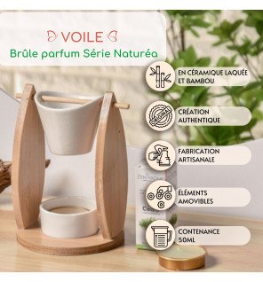  brûle-parfum posé près d'une fenêtre laissant passer la lumière pour une atmosphère apaisante