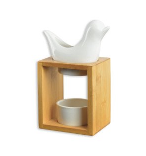  détail du design épuré du brûle-parfum birdy blanc pour sublimer la décoration d’intérieur