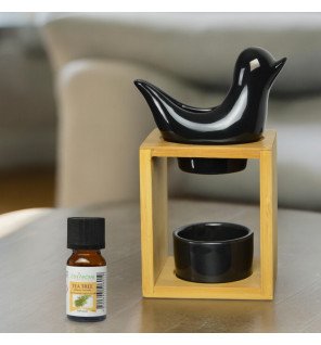  détail du brûle-parfum birdy noir mettant en avant la texture mate de la céramique