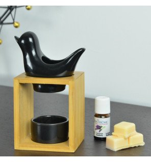  détail du design épuré et minimaliste du brûle-parfum birdy noir