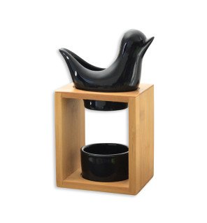  brûle-parfum birdy noir en situation dans une salle de bain pour une ambiance spa
