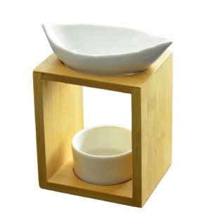  brûle-parfum feuillage naturéa en céramique et bambou dans un décor naturel et apaisant