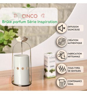  mise en scène du brûle-parfum avec une bougie allumée à l’intérieur