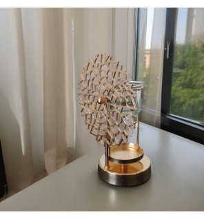  mise en scène du brûle-parfum sur une table basse avec livres et accessoires