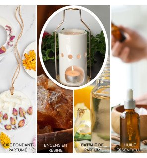  brûle-parfum posé près de plantes vertes pour une atmosphère naturelle et relaxante