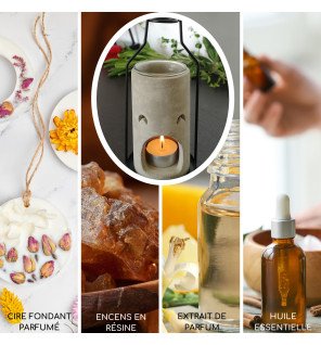  diffuseur en métal et ciment sur une étagère minimaliste