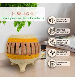  ambiance zen avec le brûle-parfum placé près de plantes vertes et de livres