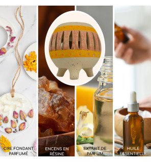  main versant quelques gouttes d’huile parfumée dans le brûle-parfum