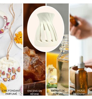  mise en scène du brûle-parfum avec des accessoires de décoration scandinave