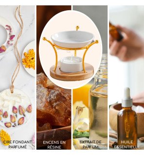  vue rapprochée du support en métal noir du brûle-parfum