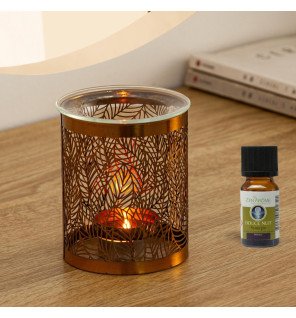  focus sur la base métallique robuste et stable du brûle-parfum