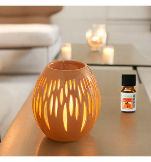  détail du brûle-parfum ovali terra montrant ses courbes harmonieuses et sa finition mate