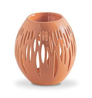  vue rapprochée sur la texture de la céramique artisanale du brûle-parfum ovali terra