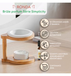  détail du réservoir à parfum du brûle-parfum simplicity avec une goutte d’huile essentielle