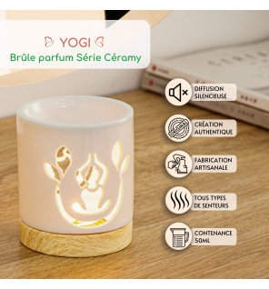  mise en scène du brûle-parfum céramy entouré de plantes vertes pour une touche naturelle