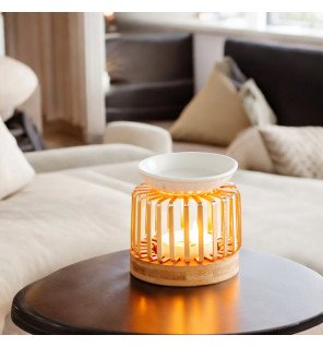  vue rapprochée de la coupelle remplie d’eau et d’huiles essentielles