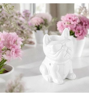  main versant de l’huile essentielle dans le brûle-parfum blanc