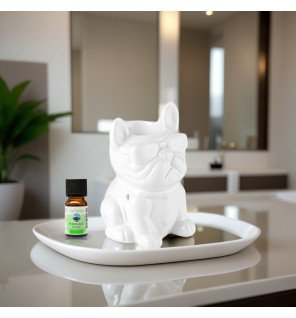  détail du socle du brûle-parfum montrant la finition artisanale