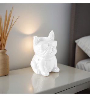  brûle-parfum blanc entouré de galets et fleurs pour une ambiance spa