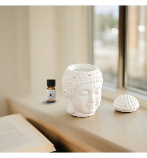 Dhyana Blanc - Brûle-Parfum Céramy Bouddha