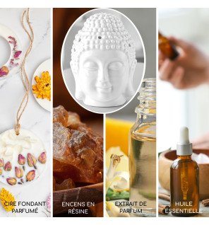  brûle-parfum céramy bouddha avec une touche de modernité sur une étagère minimaliste