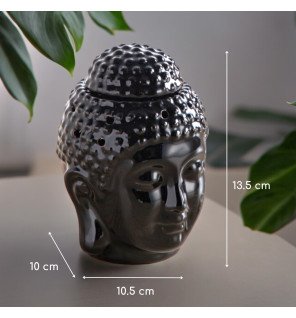  brûle-parfum dhyana noir accompagné de flacons d’huiles essentielles