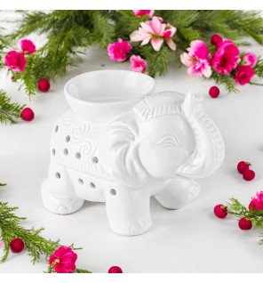  brûle-parfum céramique blanc avec bougie chauffe-plat insérée à la base